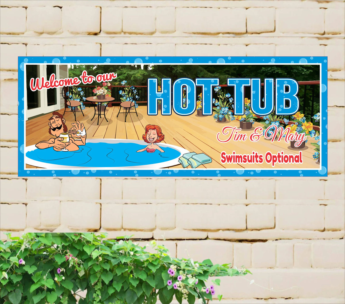 Custom Hot Tub Sign Sunken Deck Oasis With Editable Text Fun Sign Factory 7860