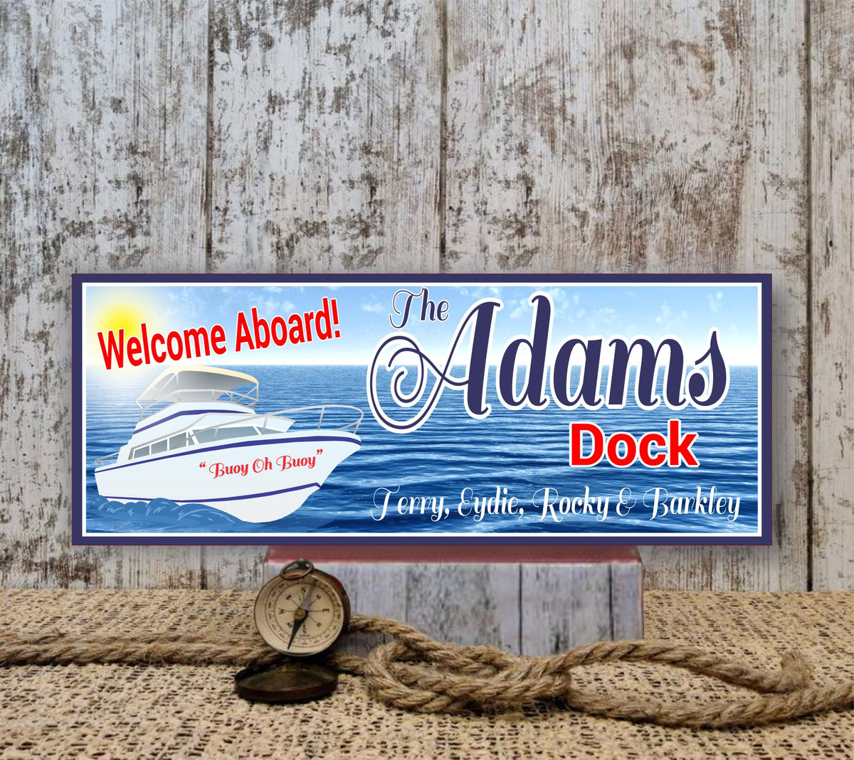 Personalized Dock Sign: Welcome Aboard - Nautical Yacht Decor| Fun Sign ...