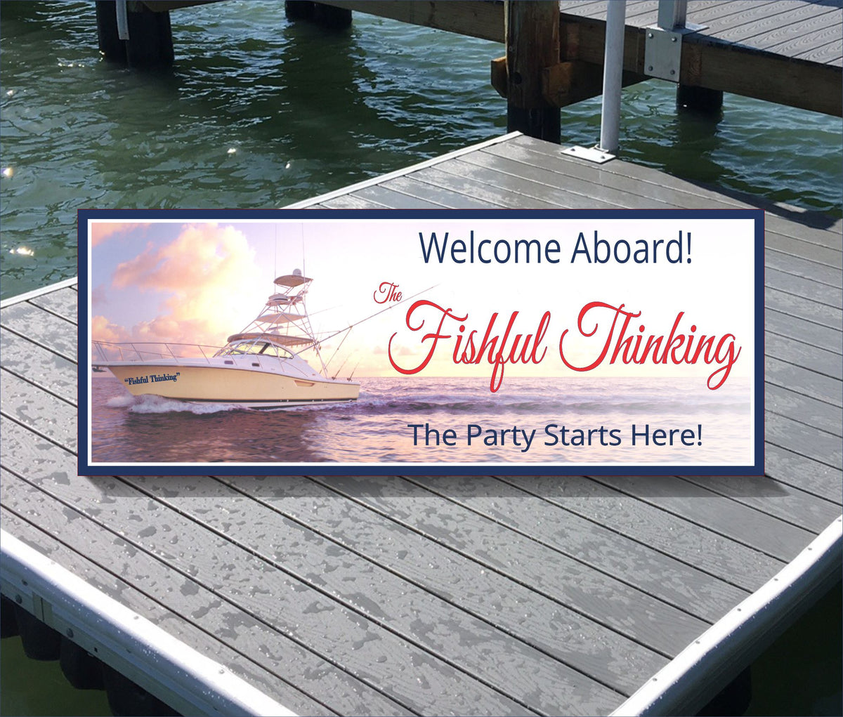 Personalized Fishing Boat & Poles Sign | Unique Decor| Fun Sign Factory