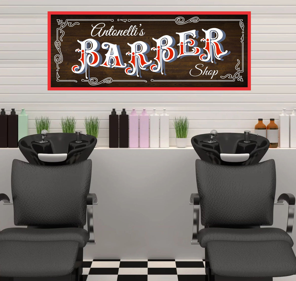 Custom Retro Barber Shop Sign - Weathered Wood & Patriotic Design| Fun ...