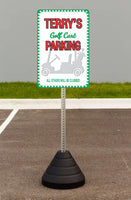 Personalized Golf Cart Parking Sign with Silhouette and Funny Tag Line – Custom Golf Decor