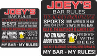 Custom bar rules sign with funny quotes and beer theme, featuring editable text