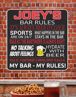 Custom bar rules sign with funny quotes and beer theme, featuring editable text