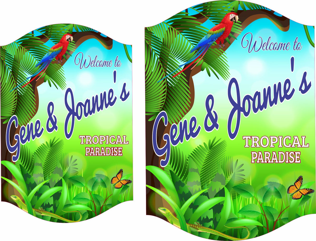 Custom Tropical Paradise Sign with Parrot, Butterfly, and Lizard| Fun ...