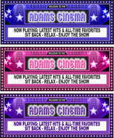 Personalized Movie Theater Sign with Stars and Faux Lights Border - Available in 3 Colors