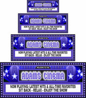 Personalized Movie Theater Sign with Stars and Faux Lights Border - Available in 3 Colors