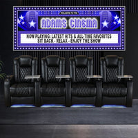 Personalized Movie Theater Sign with Stars and Faux Lights Border - Available in 3 Colors