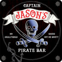 Customizable Pirate Home Bar Sign with Neon Effect Skull and Crossbones and Choice of Background