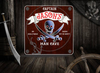 Customizable Pirate Home Bar Sign with Neon Effect Skull and Crossbones and Choice of Background