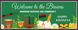 Personalized green Kwanzaa sign with editable text honoring heritage and community