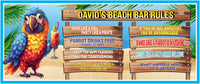 Personalized beach bar sign featuring a colorful drinking parrot with funny quotes. The vibrant sign adds a fun and lively touch to any coastal space, perfect for beachside retreats, tiki bars, or patios. Customizable with up to four lines of text.