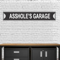 Customizable Asshole's Garage Sign | Black & White Personalized Plaque for Man Caves & Workshops