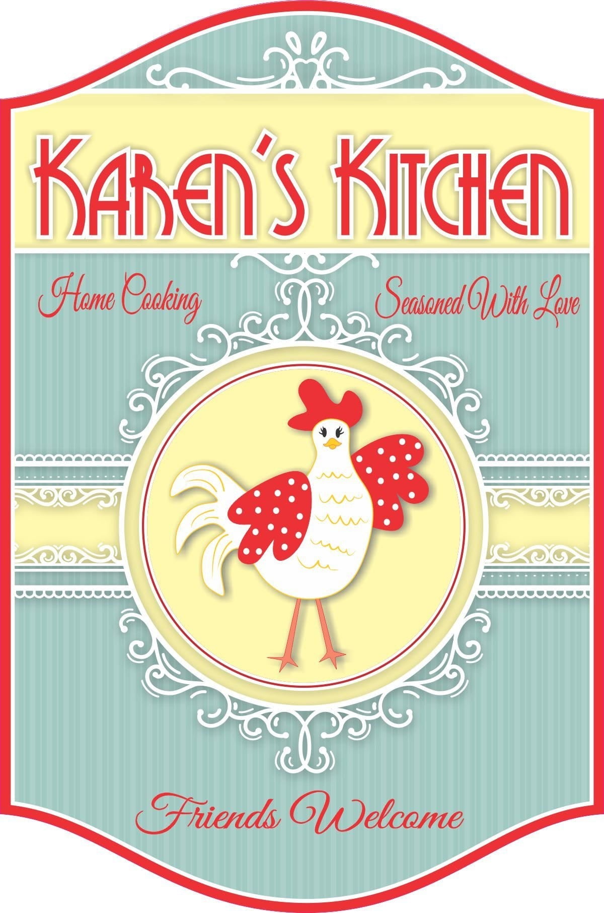 Country Kitchen Decor: Rooster Kitchen Wall Decor: Personalized